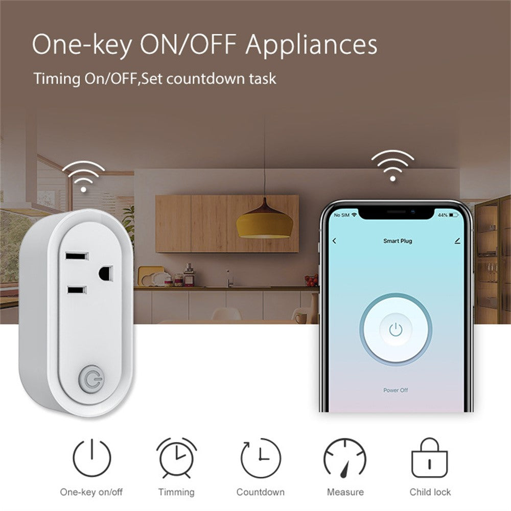 NEO NAS-WR12BH 15A ZigBee 3.0-smartstik med energiovervågning, stikkontakt, fungerer med Apple HomeKit / Google Assistant / Amazon Alexa, US-stik