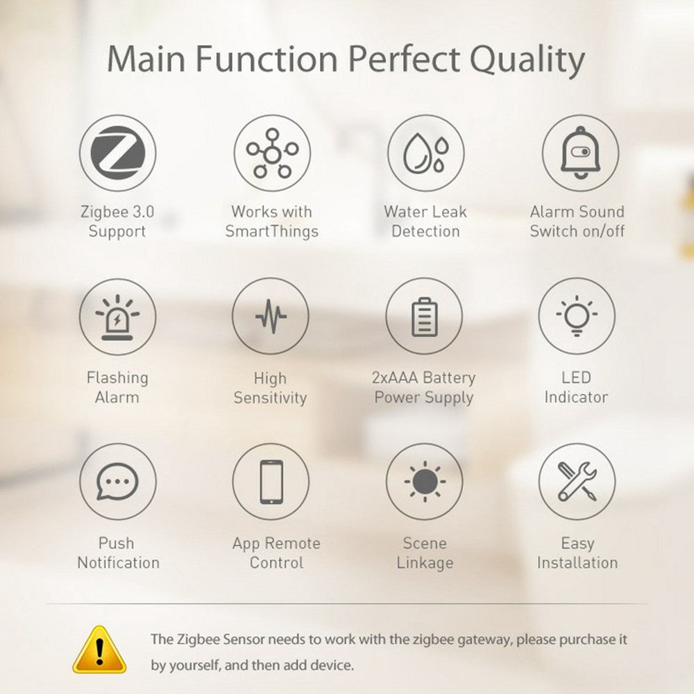 NEO NAS-WS11BH Tuya HomeKit and ZigBee Smart Water Leak Detector Alarm Sensor Wireless 2.4GHz for Home
