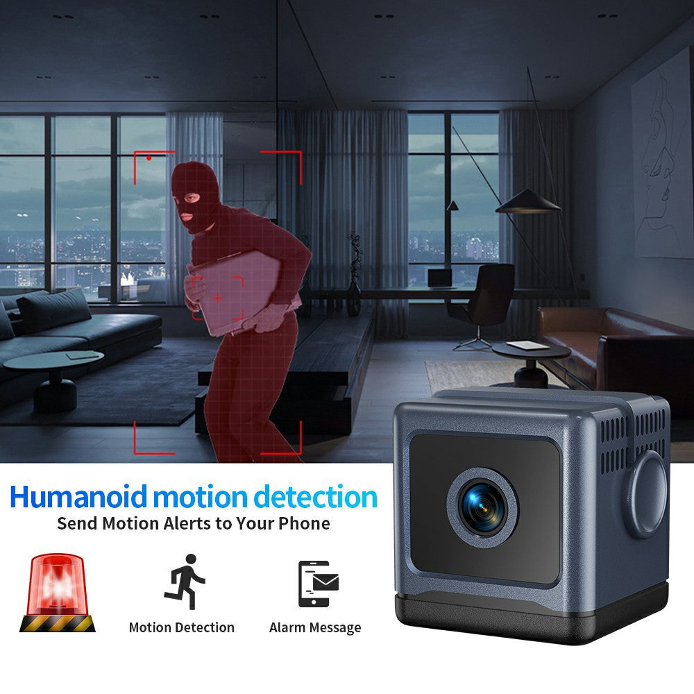 W03 Smart Alarm Wireless Security Camera Motion Detection Mini Battery Camera with Removable Stand for Home, No Card