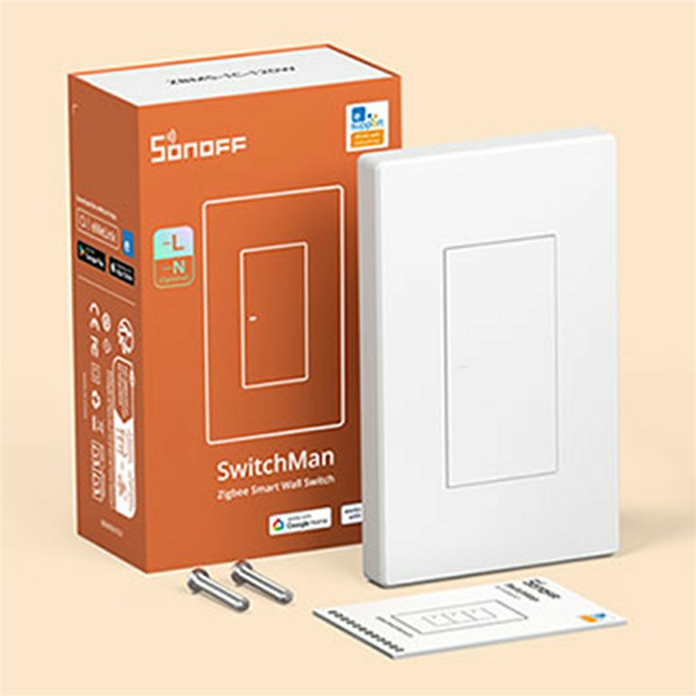 SONOFF ZBM5-1C-120W SwitchMan 1-gangs Zigbee smart vægkontakt understøtter nulleder og strømførende leder