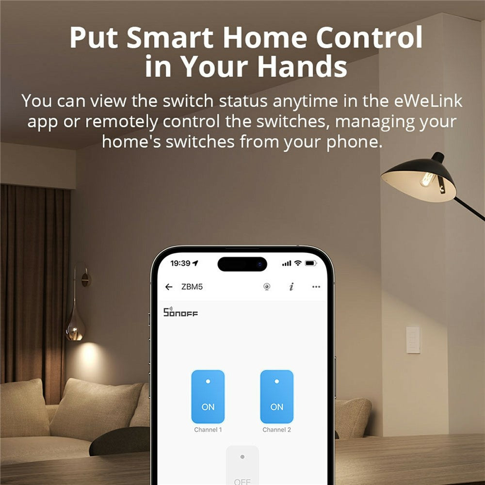 SONOFF ZBM5-2C-120W SwitchMan 2-Gang Zigbee Smart Wall Switch Supports No Neutral and Neutral Wire
