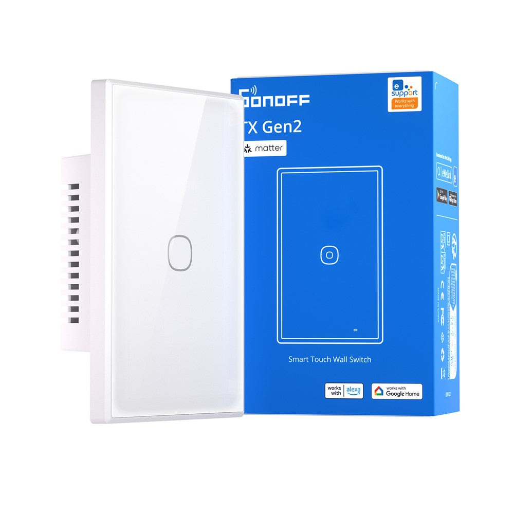 SONOFF T6-1C-120M 1-Gang Smart Touch vægkontakt Matter aftageligt relæ Apple økosystem-kompatibel