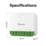 SONOFF MINI-2GS 2-Gang Smart Switch WiFi Matter-Compatible with Dual Load Control  /  Voice Assistant for Home Automation
