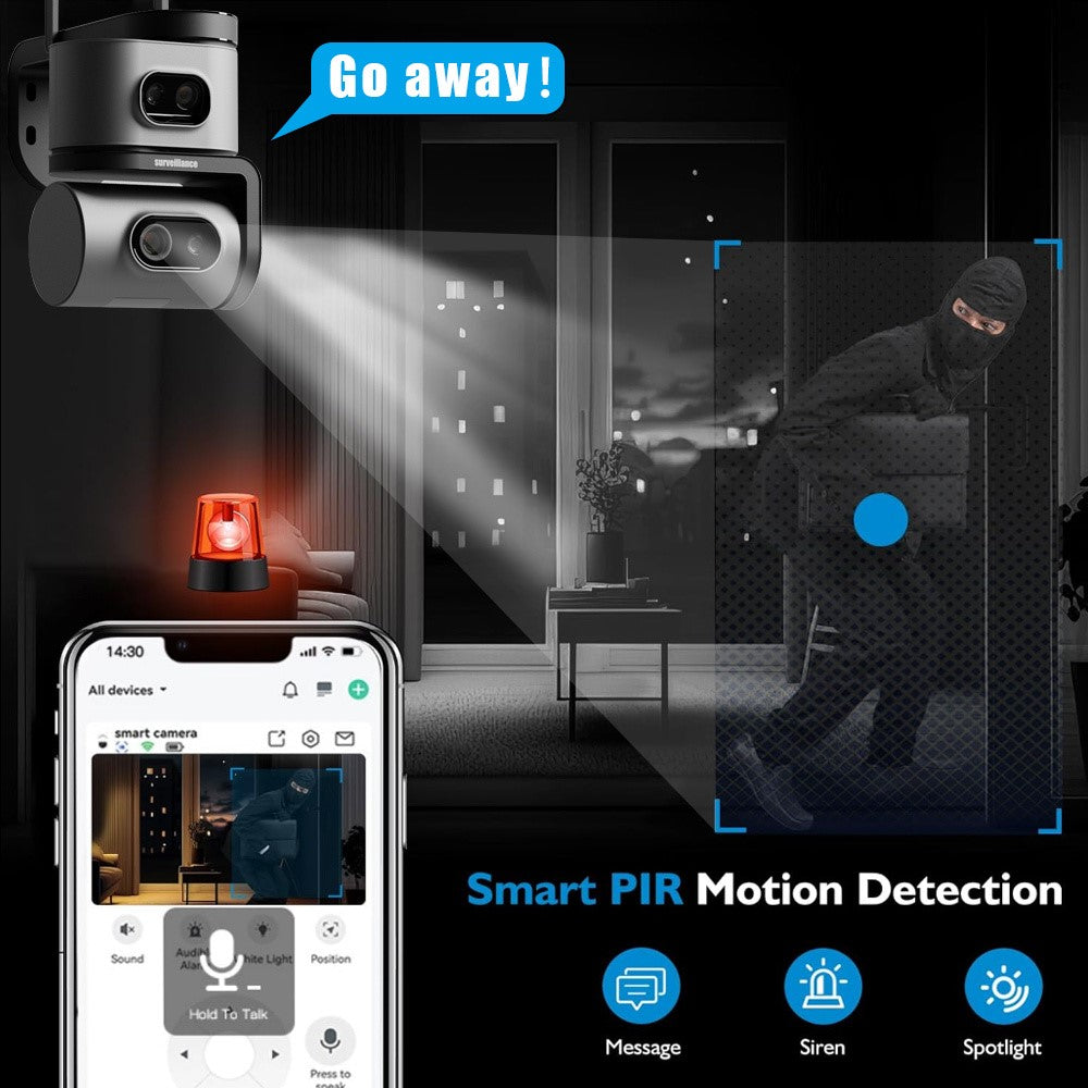 QD01 Dual Screen Camera Night Vision Automatic Tracking WiFi IP Surveillance Camera