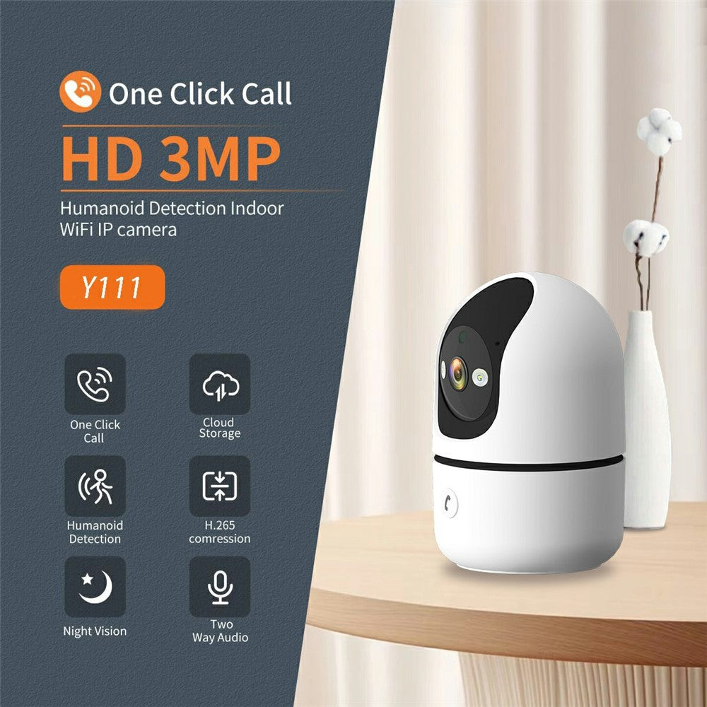 Wireless WiFi 3MP Baby Monitor Two Way Talk Humanoid Detection One Click Call Night Vision Security Camera