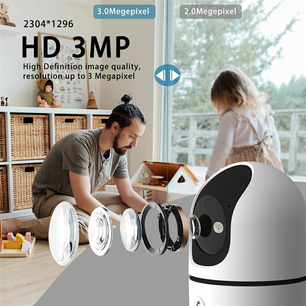 Wireless WiFi 3MP Baby Monitor Two Way Talk Humanoid Detection One Click Call Night Vision Security Camera
