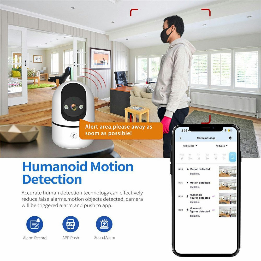 Wireless WiFi 3MP Baby Monitor Two Way Talk Humanoid Detection One Click Call Night Vision Security Camera
