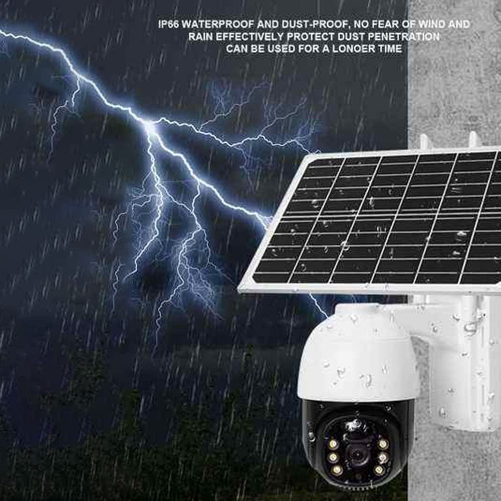 V380 4G Solar Powered PTZ Security Camera PIR Motion Detection Night Vision Outdoor Wireless Surveillance Camera