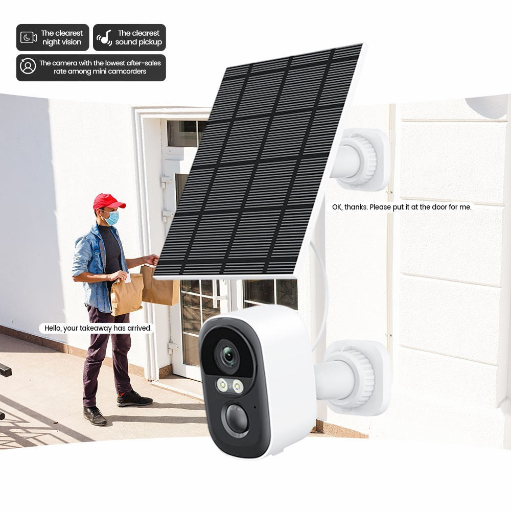 T98 WiFi Tuya APP Control Camera Solar Powered Night Vision AI Digital NVR Cloud 2K 3MP Security Camera, 3.7V 5200mAh