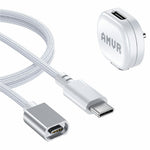 AMVR CK1 1.2m Magnetic Charging Cable for Quest 3  /  3S  /  Pro VR  Headset 18W Fast Charging Type-C Cable with Adapter