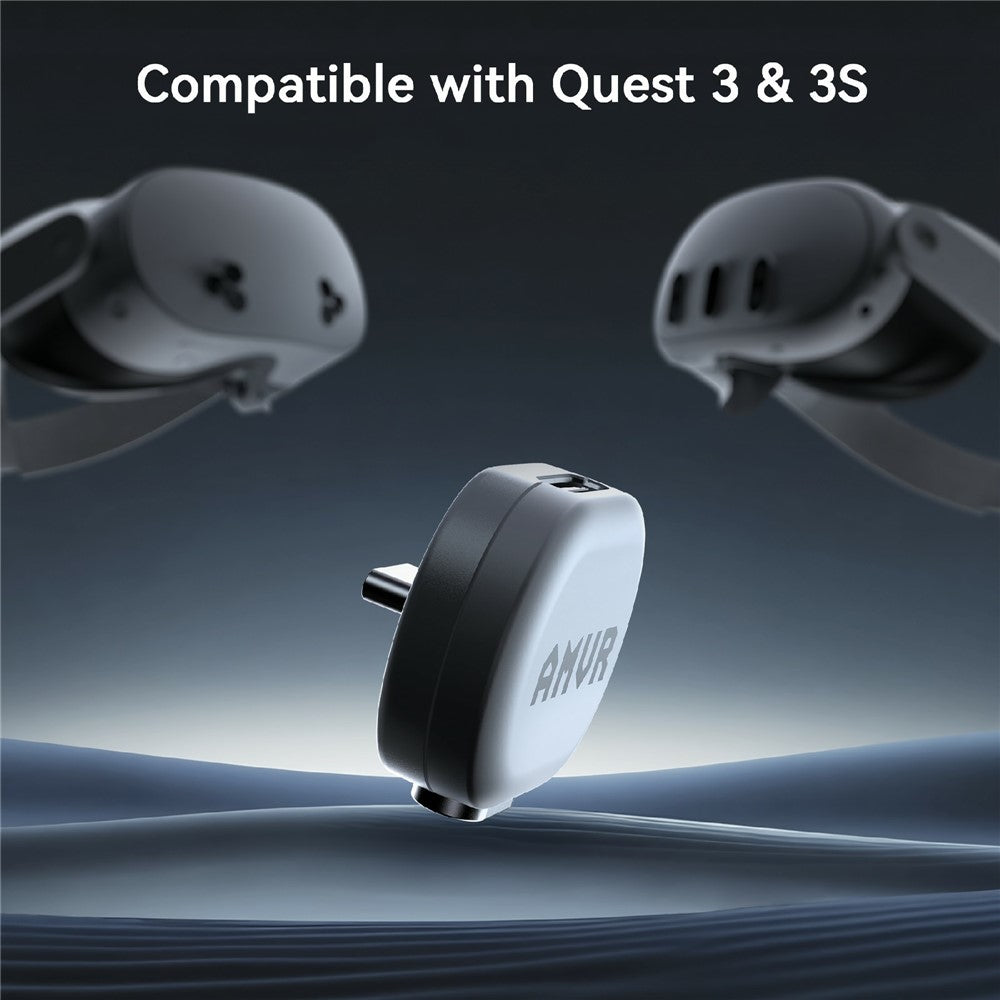 AMVR CK1 1.2m Magnetic Charging Cable for Quest 3  /  3S  /  Pro VR  Headset 18W Fast Charging Type-C Cable with Adapter