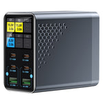 WLX-G3 140W GaN 6-ports Desktopoplader med digitalt display 4 USB-C + 2 USB-A Hurtigladestation til bærbar computer / telefon / tablet