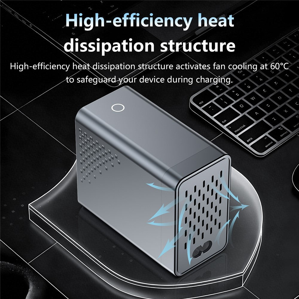 WLX-G3 140W GaN 6-ports Desktopoplader med digitalt display 4 USB-C + 2 USB-A Hurtigladestation til bærbar computer / telefon / tablet