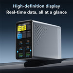 WLX-G3 140W GaN 6-ports Desktopoplader med digitalt display 4 USB-C + 2 USB-A Hurtigladestation til bærbar computer / telefon / tablet