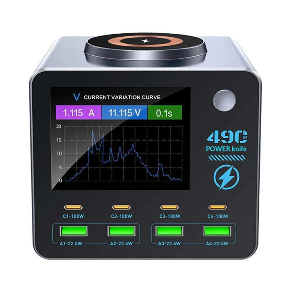WLX-F1+ Smart Display Trådløs Opladningsstation 100W Hurtigopladende Multi-Port GaN Skrivebordsoplader