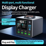 WLX-F1+ Smart Display Trådløs Opladningsstation 100W Hurtigopladende Multi-Port GaN Skrivebordsoplader