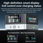 WLX-R8A 9-i-1 smart skærm 140W hurtigoplader til telefon/tablet/bærbar desktop-ladestation med trådløs oplader