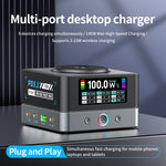 WLX-R8A 9-i-1 smart skærm 140W hurtigoplader til telefon/tablet/bærbar desktop-ladestation med trådløs oplader