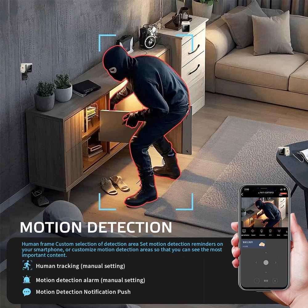 W07 WiFi Mini Compact Security Camera 1080P HD Night Vision Motion Detection Remote Monitor for Home (No Memory Card)