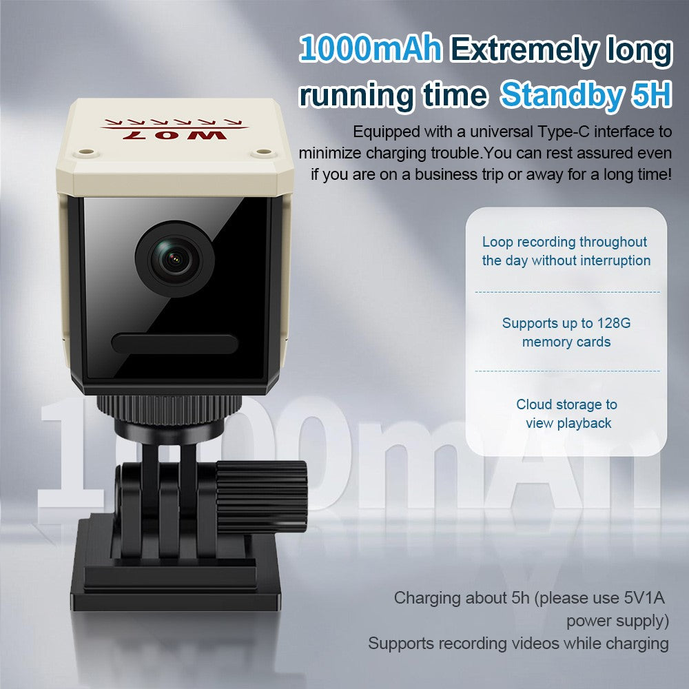 W07 WiFi Mini Compact Security Camera 1080P HD Night Vision Motion Detection Remote Monitor for Home (No Memory Card)