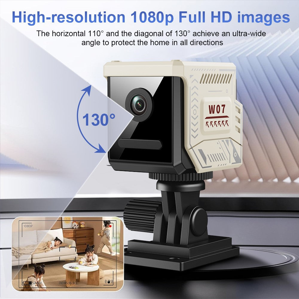 W07 WiFi Mini Compact Security Camera 1080P HD Night Vision Motion Detection Remote Monitor for Home (No Memory Card)