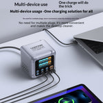 BK-126D 6 USB-C + 2 USB-A 8-Port GaN Skrivebordsoplader 140W Hurtigopladningsstation med Farverig LCD-skærm