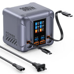 HW866 100W Hurtigopladende Skrivebordsstation LCD-display GaN Multiport-oplader med 2 Udtrækkelige Type-C-kabler