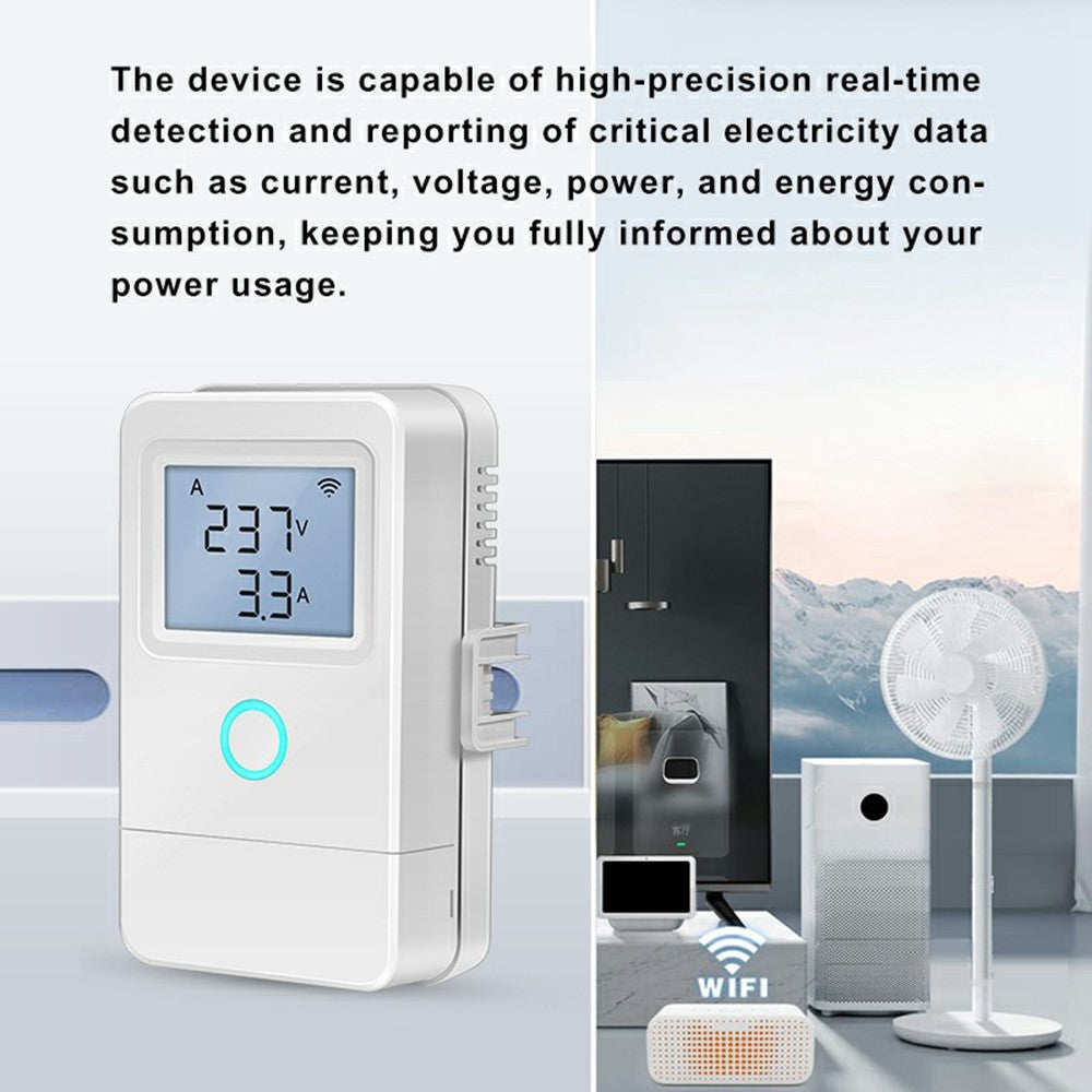 PW03 trefas WiFi-smartenergimätare med LCD-skärm, temperaturlarm och smart energimonitor för hem och industri