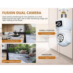 V380 WiFi Dual Lens Bulb Security Camera 360 Degrees Panoramic Night Vision Two-Way Audio Surveillance Camera for Home Outdoor