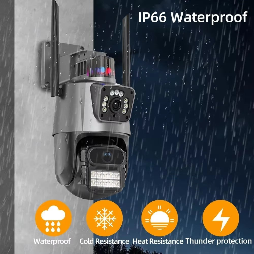 V380 WiFi Dual Lens Dual Screen Security Camera 2MP+2MP HD Outdoor Wireless PTZ IP Surveilance Camera with Night Vision