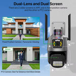 V380 4G Dual Lens Dual Screen Security Camera 2MP+2MP HD Outdoor Wireless PTZ IP Surveilance Camera with Night Vision