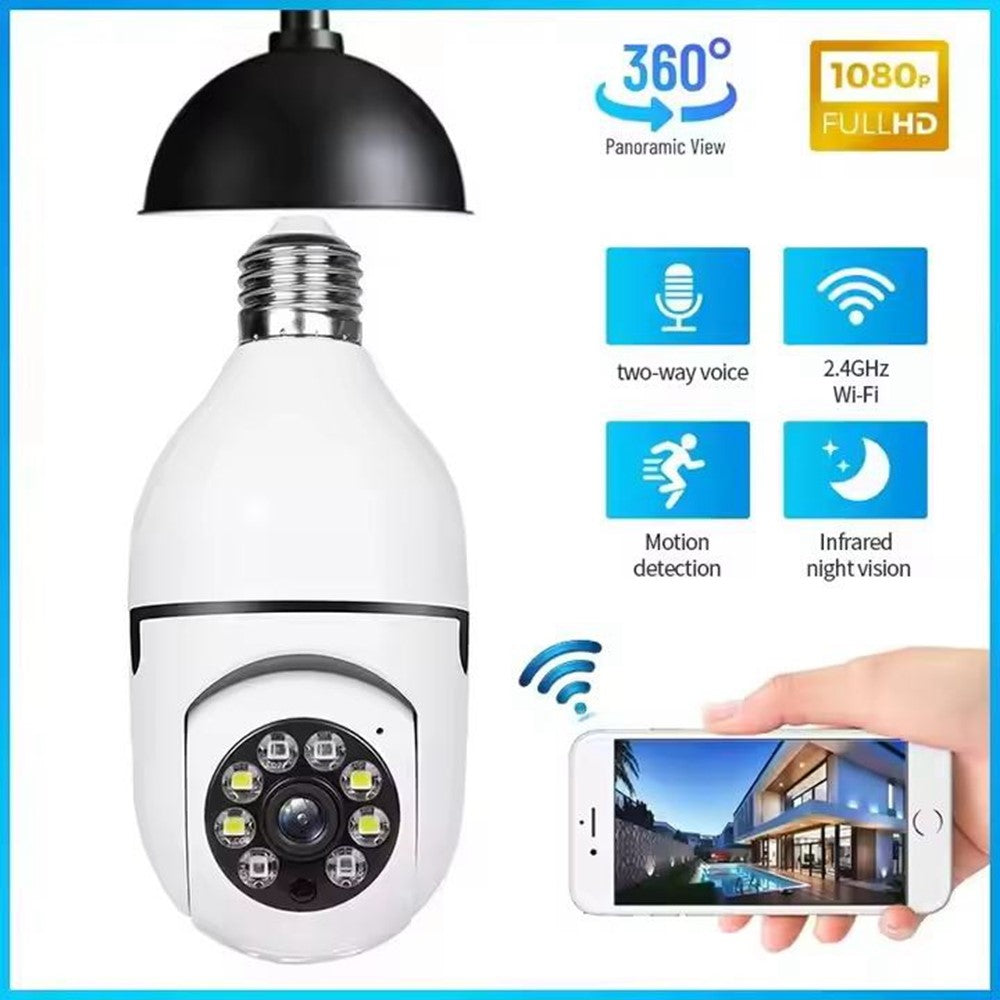 WiFi Bulb Security Camera Wireless 360° Panoramic Night Vision Surveillance Camera for Home