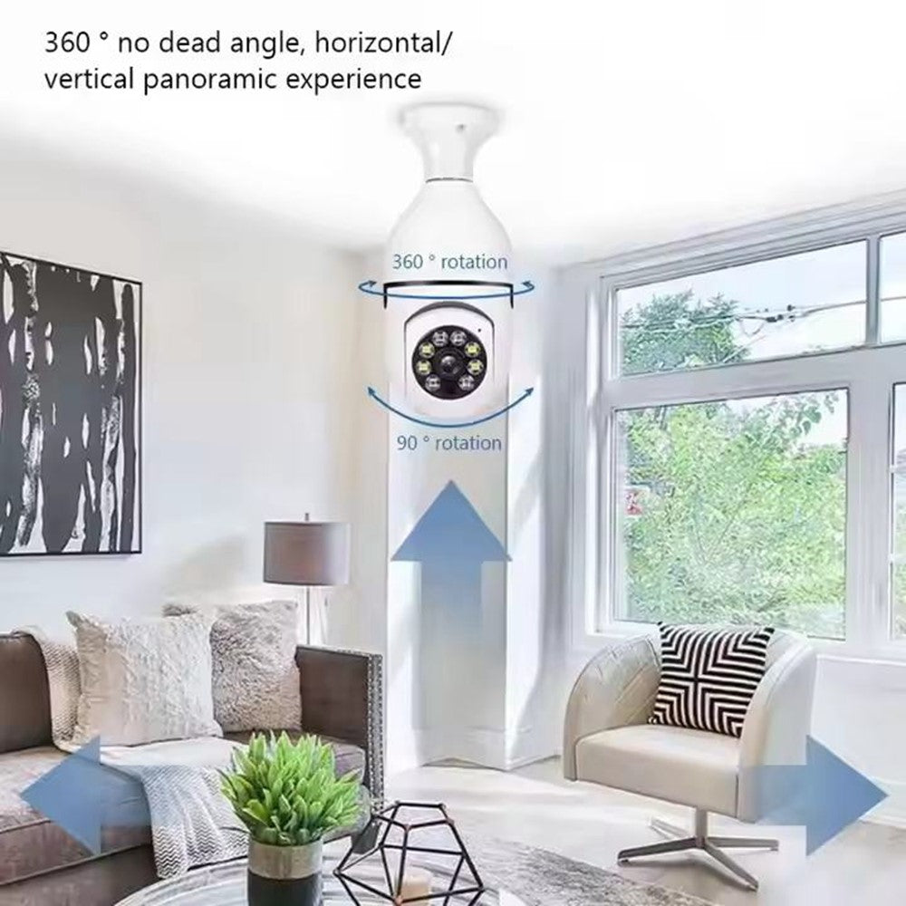 WiFi Bulb Security Camera Wireless 360° Panoramic Night Vision Surveillance Camera for Home