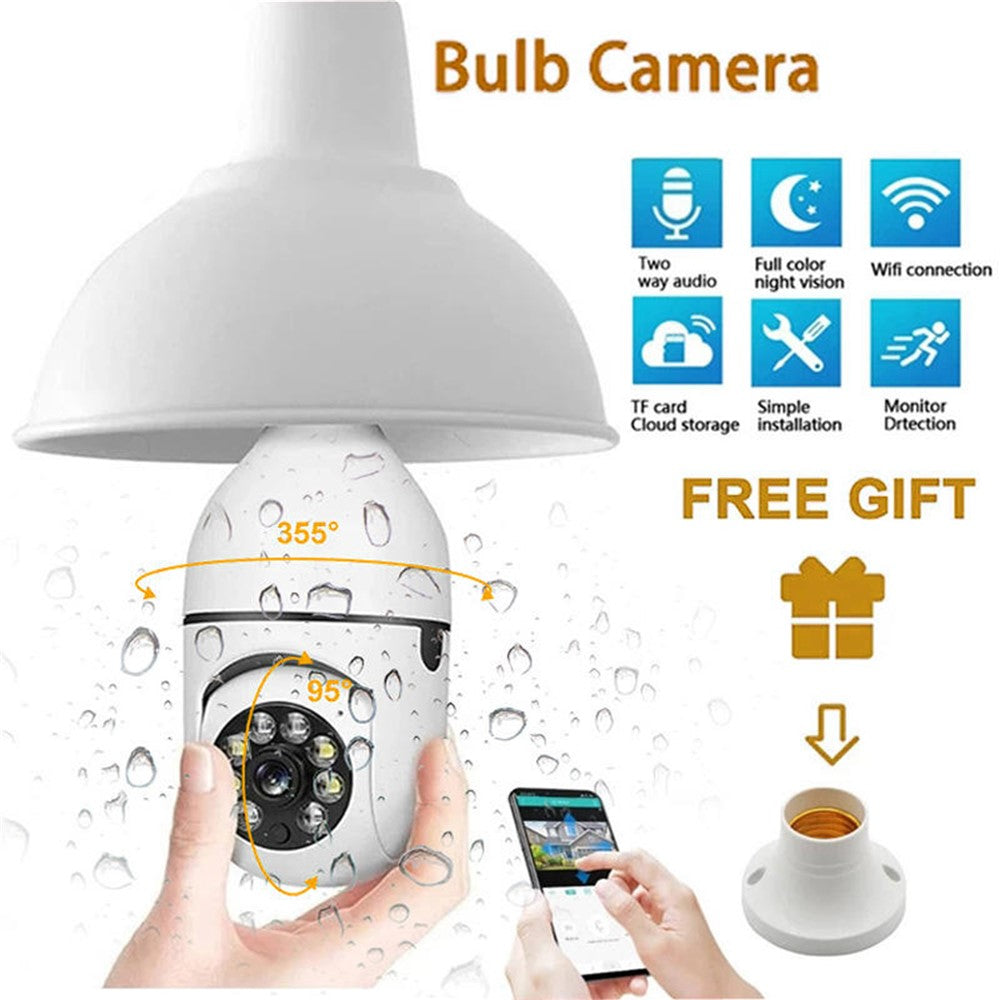E27 Bulb Camera 360 Degree Pan 1080P Full HD Wireless Security Monitor Night Vision WiFi Camera