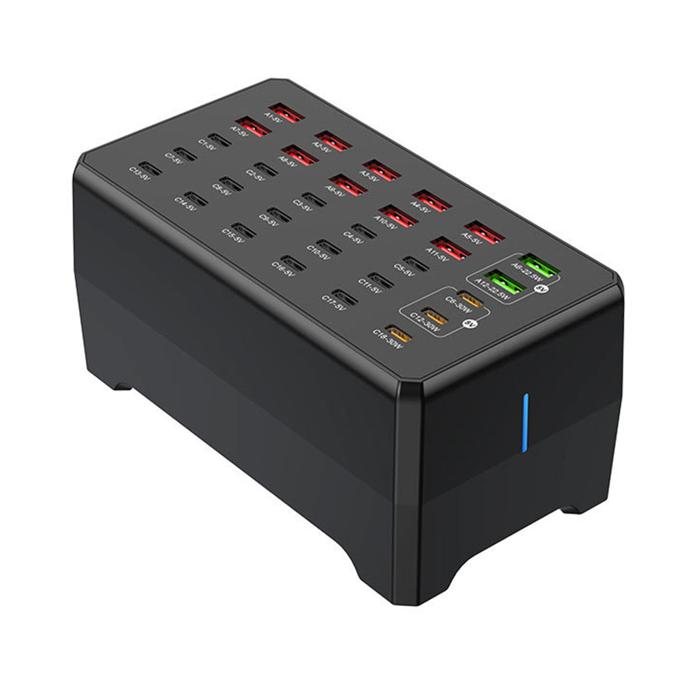 WLX-268F USB-A + Type-C 30-Port Charging Station 30W Fast Charging Desktop Charger Hub for Phone Tablet