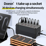 WLX-268F USB-A + Type-C 30-Port Charging Station 30W Fast Charging Desktop Charger Hub for Phone Tablet
