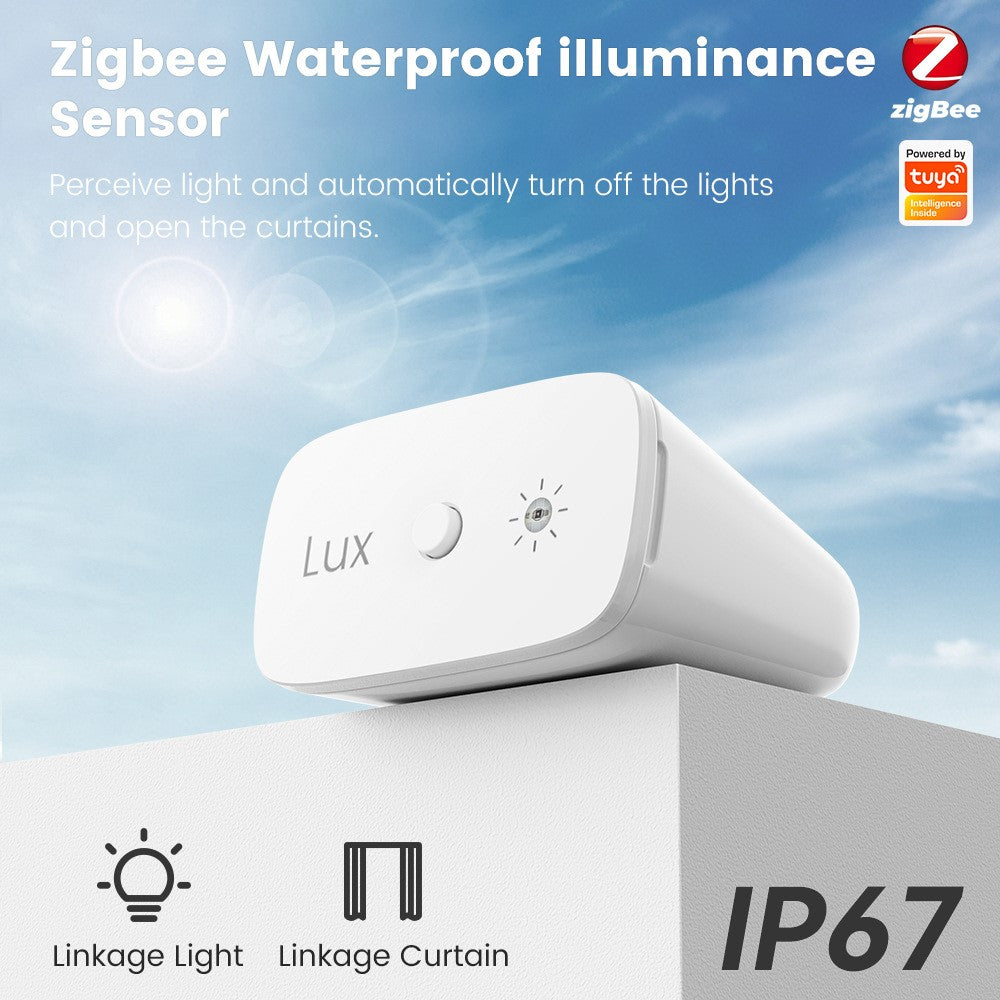 MG-GZ100-W-ZIG Zigbee Light Sensor IP67 Waterproof Wireless Illumination Detector Brightness Sensing Device for Smart Curtain Lighting Control