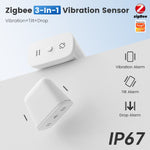 ZD100 Zigbee 3-In-1 Vibration Sensor IP67 Waterproof Tilt Drop Smart Alarm for Security Monitor