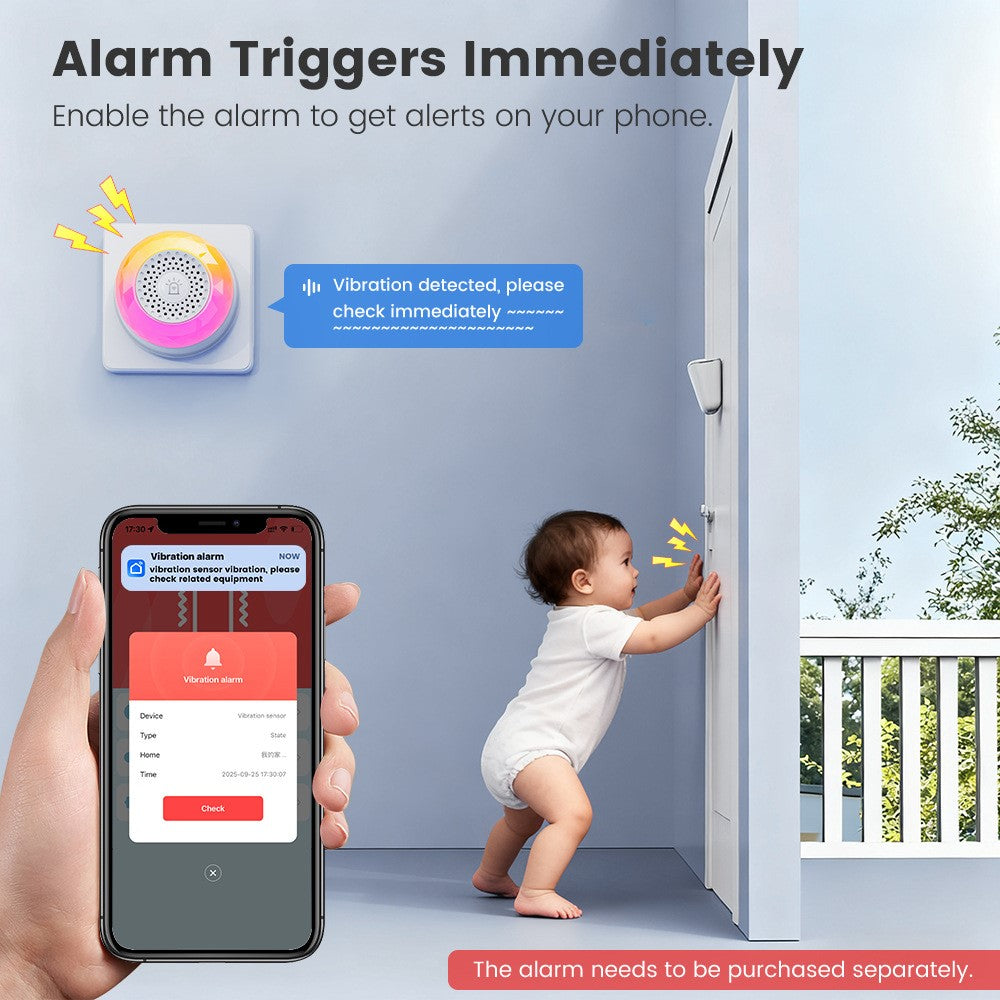 ZD100 Zigbee 3-In-1 Vibration Sensor IP67 Waterproof Tilt Drop Smart Alarm for Security Monitor