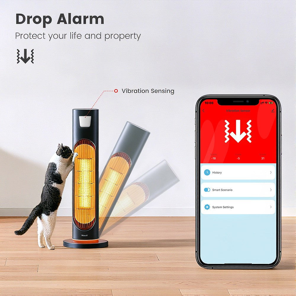 ZD100 Zigbee 3-In-1 Vibration Sensor IP67 Waterproof Tilt Drop Smart Alarm for Security Monitor