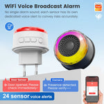 MG-BJQ001 Smart WiFi-sirenlarm 105dB plug-in-säkerhetssensor med 24 röstmeddelanden och RGB-varningslampa