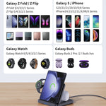 F16S 3-in-1 Wireless Charger for Samsung Galaxy Z Fold / Flip Series Phones / Smart Watch / Earbuds Foldable Charging Station