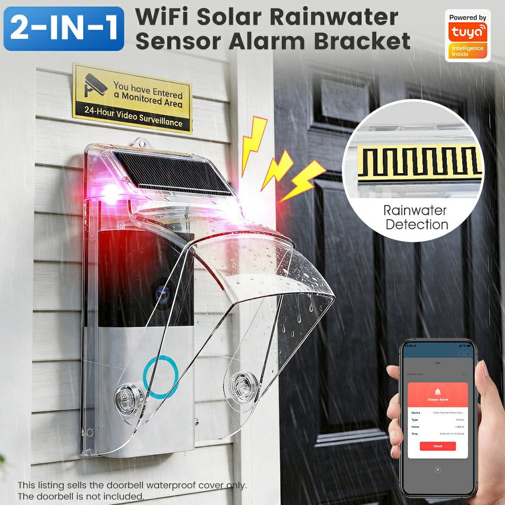 MG-FSG104-W Soldriven WiFi Smart Dörrklocka Stöldlarm Monteringsfäste Regnsensor Vattentät Kameraskydd Sköld