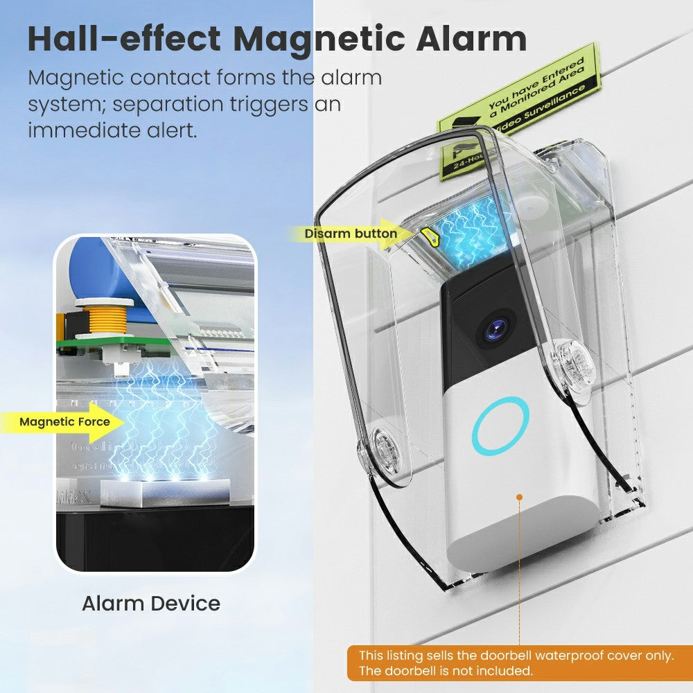 MG-FSG104-W Soldriven WiFi Smart Dörrklocka Stöldlarm Monteringsfäste Regnsensor Vattentät Kameraskydd Sköld
