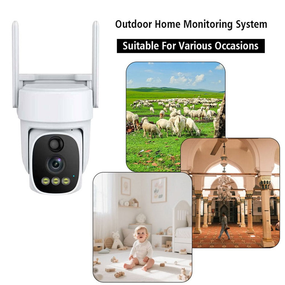 V380 Solar Powered Security Camera Night Vision 3MP HD Outdoor WiFi Surveillance PTZ Camera