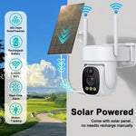 V380 Solar Powered Security Camera Night Vision 3MP HD Outdoor WiFi Surveillance PTZ Camera