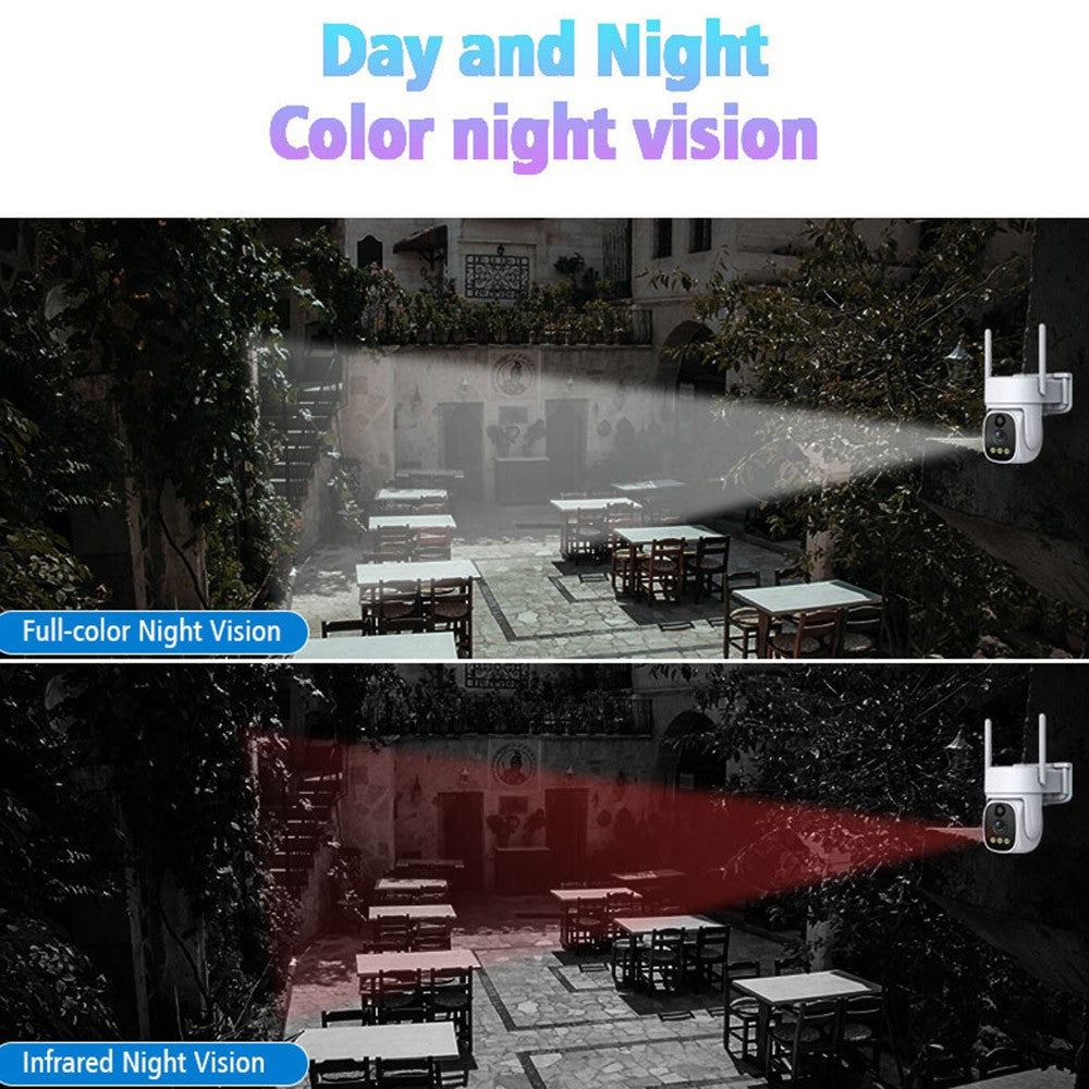 V380 Solar Powered Security Camera Night Vision 3MP HD Outdoor WiFi Surveillance PTZ Camera