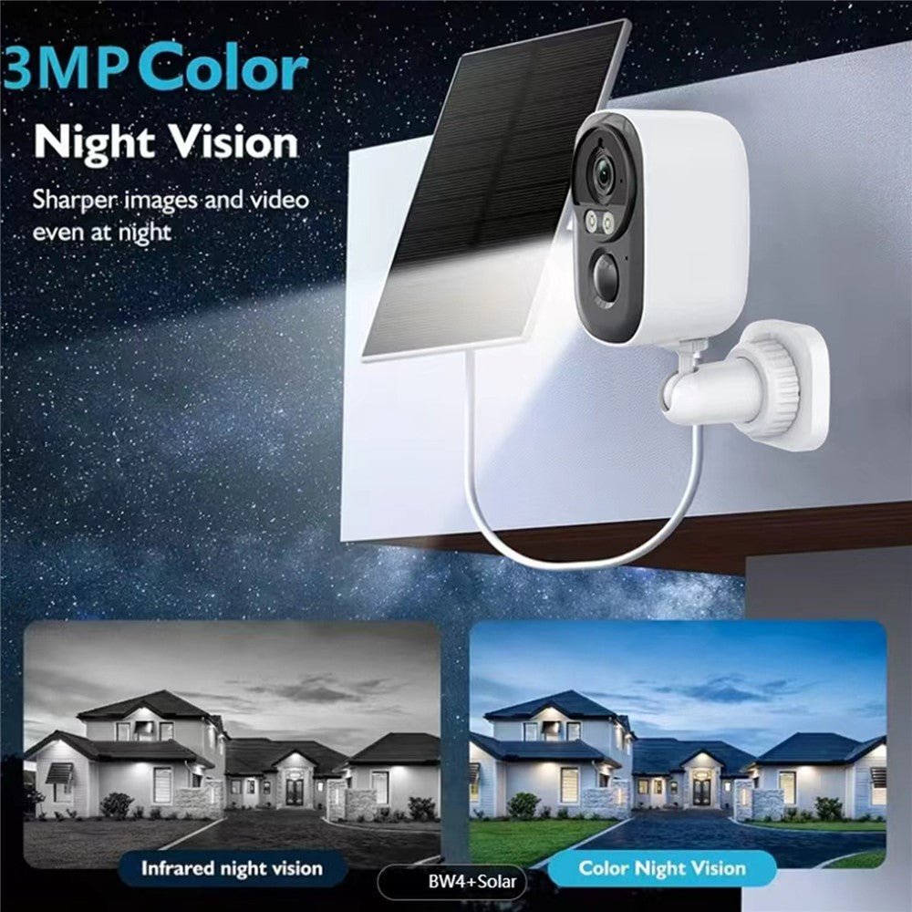 D1 3MP Solar Security Camera Wireless WiFi 4K HD Battery Powered Two Way Audio Color Night Vision Outdoor Camera