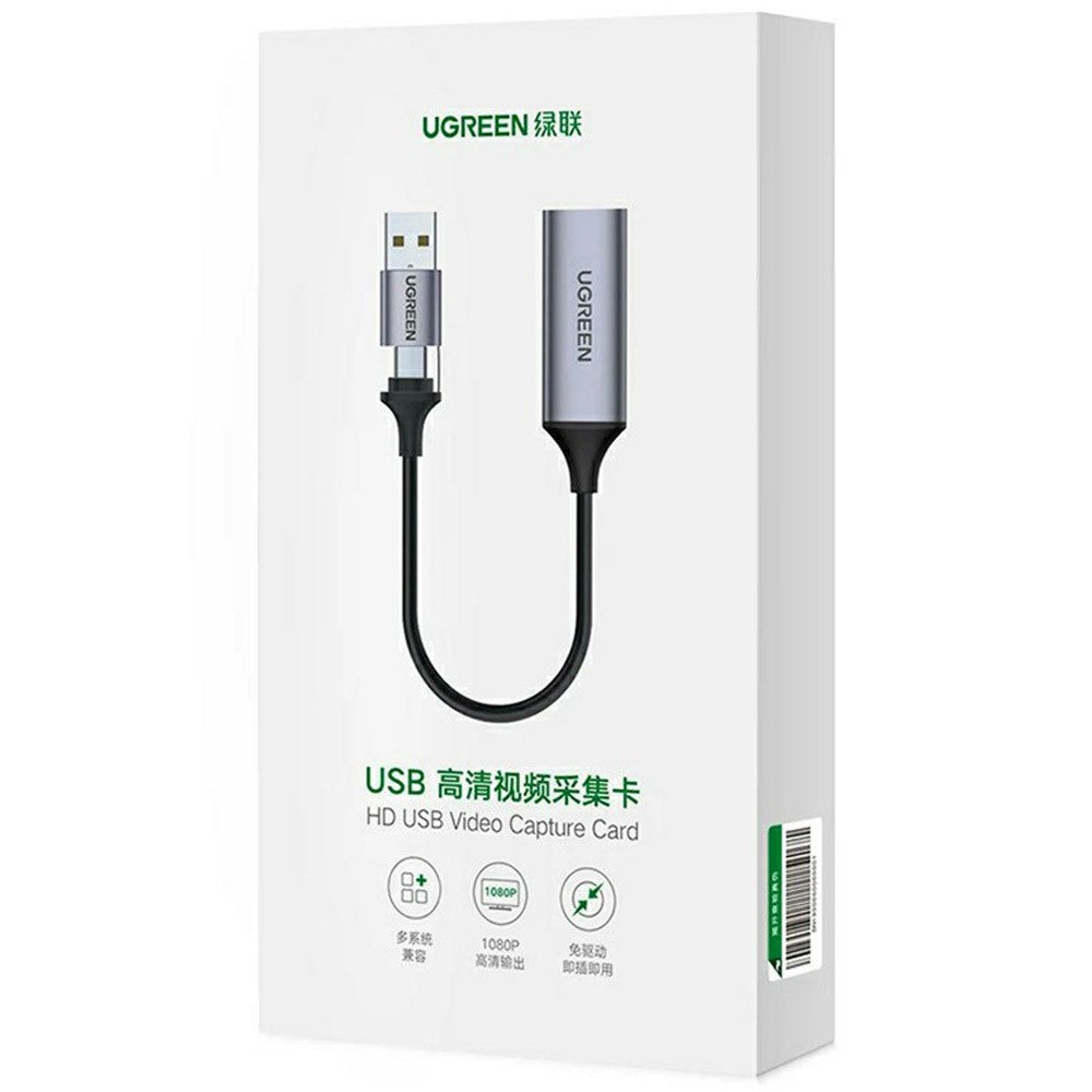UGREEN 40189 CM489 HD Video Capture Card USB-A + Type-C Dobbelt Interface 4K Input 1080P Output