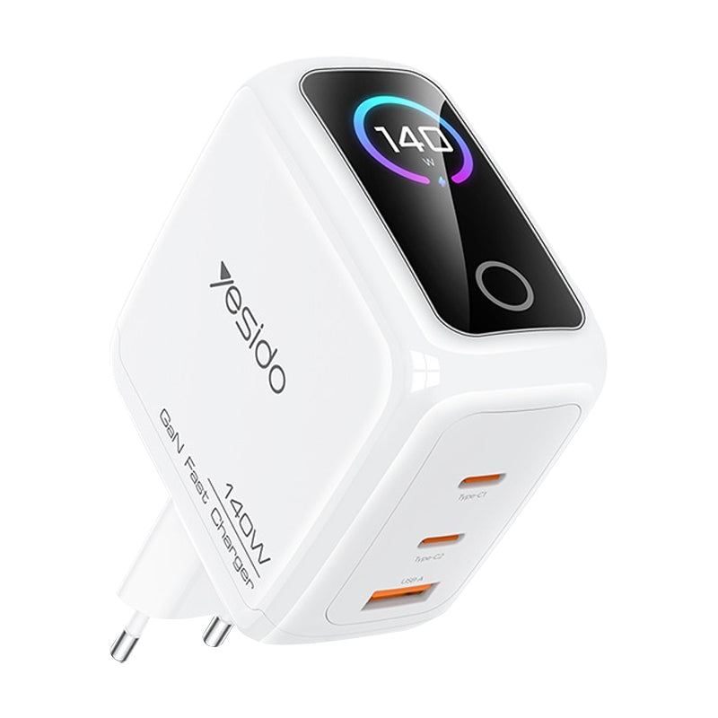 YESIDO YC114 140W GaN Charger PD 3.1 Fast Charging 3-Port Power Adapter with Dynamic Display